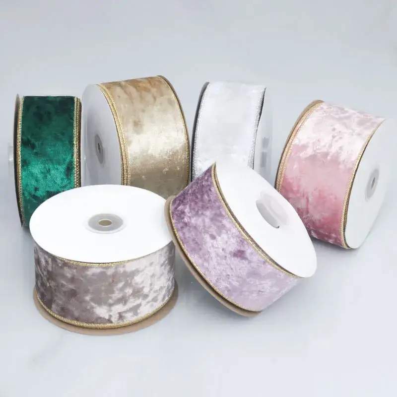 Velvet Gold Edge Christmas Tree Decoration Ribbon — feature 4