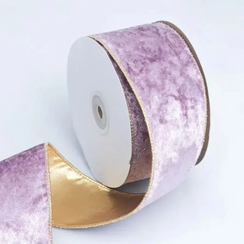 Velvet Gold Edge Christmas Tree Decoration Ribbon
