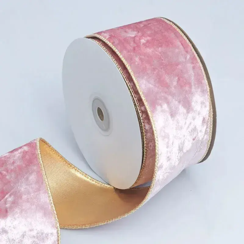 Velvet Gold Edge Christmas Tree Decoration Ribbon