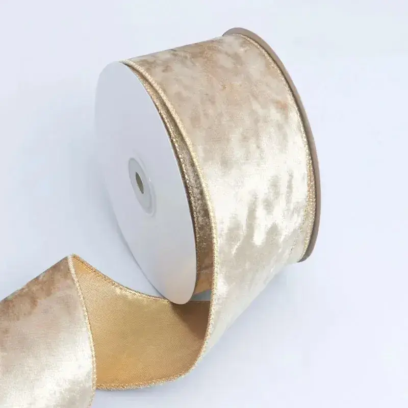 Velvet Gold Edge Christmas Tree Decoration Ribbon
