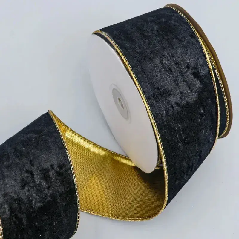 Velvet Gold Edge Christmas Tree Decoration Ribbon