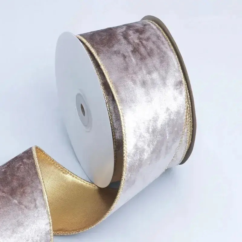Velvet Gold Edge Christmas Tree Decoration Ribbon