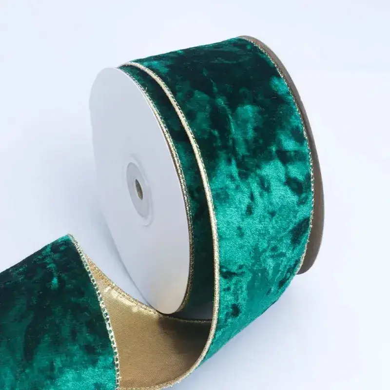Velvet Gold Edge Christmas Tree Decoration Ribbon