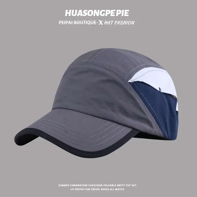Men's Grey Baseball Cap with Extra Long Brim - Image 2