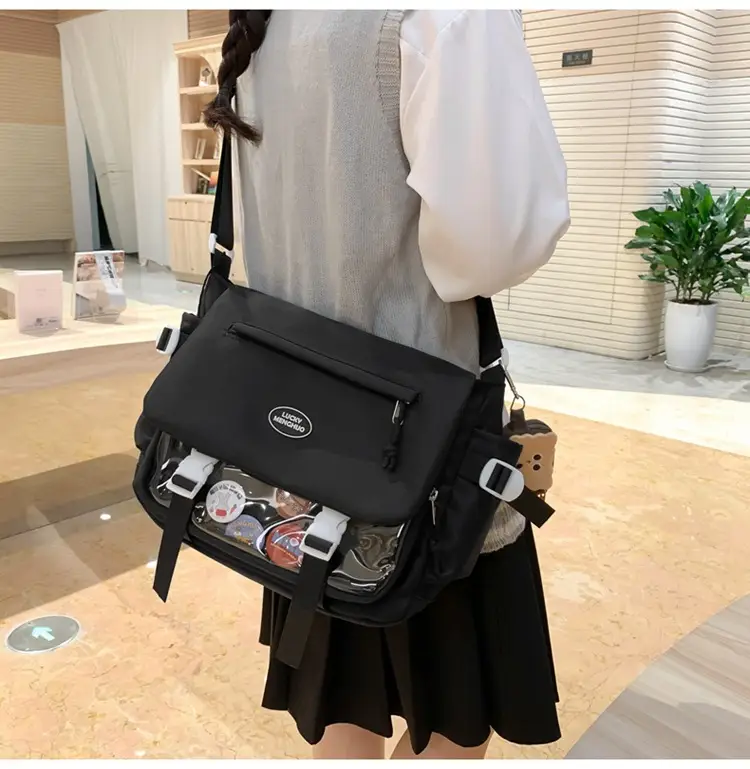 White Japanese Harajuku Crossbody Messenger Bag for College Students — feature 15