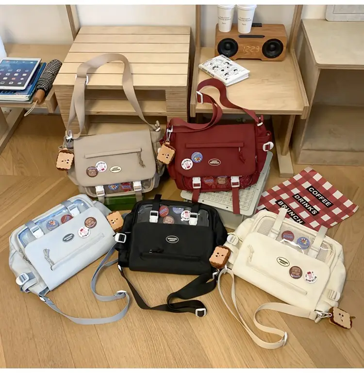White Japanese Harajuku Crossbody Messenger Bag for College Students — feature 25