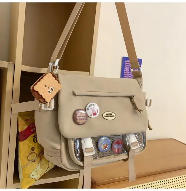 White Japanese Harajuku Crossbody Messenger Bag for College Students — feature 32