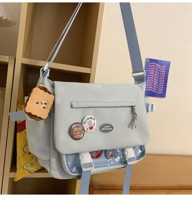 White Japanese Harajuku Crossbody Messenger Bag for College Students — feature 33