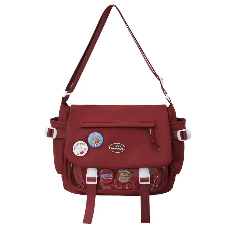 White Japanese Harajuku Crossbody Messenger Bag for College Students - Image 4