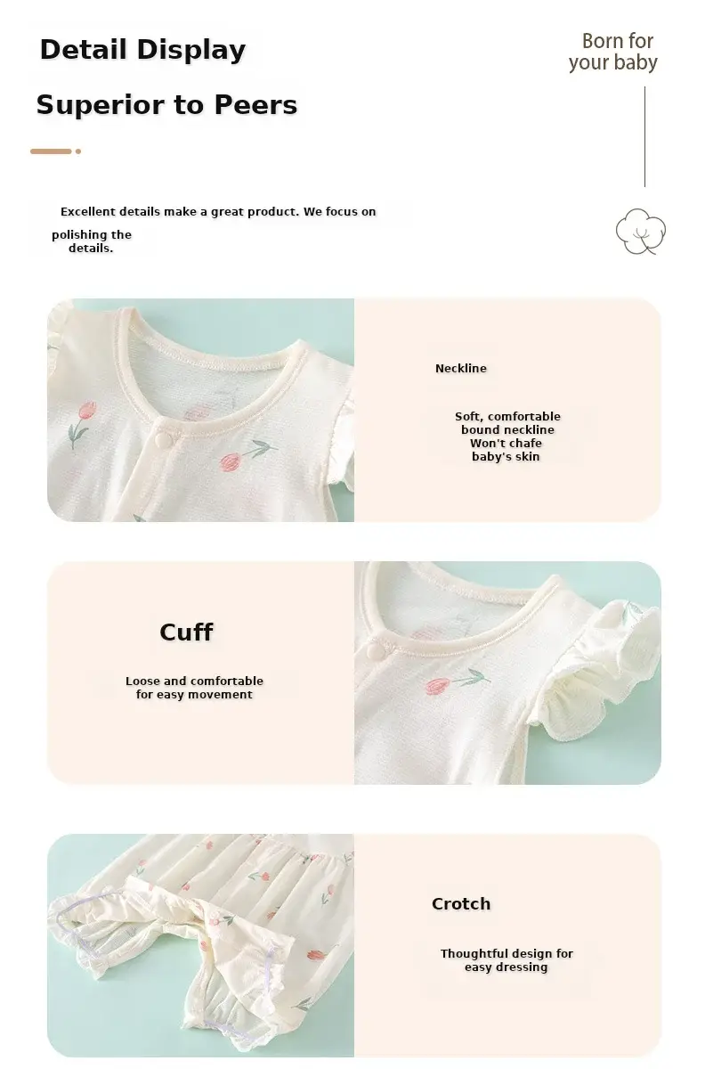 Baby Lace Sleeve Romper Pure Cotton Summer — feature 8
