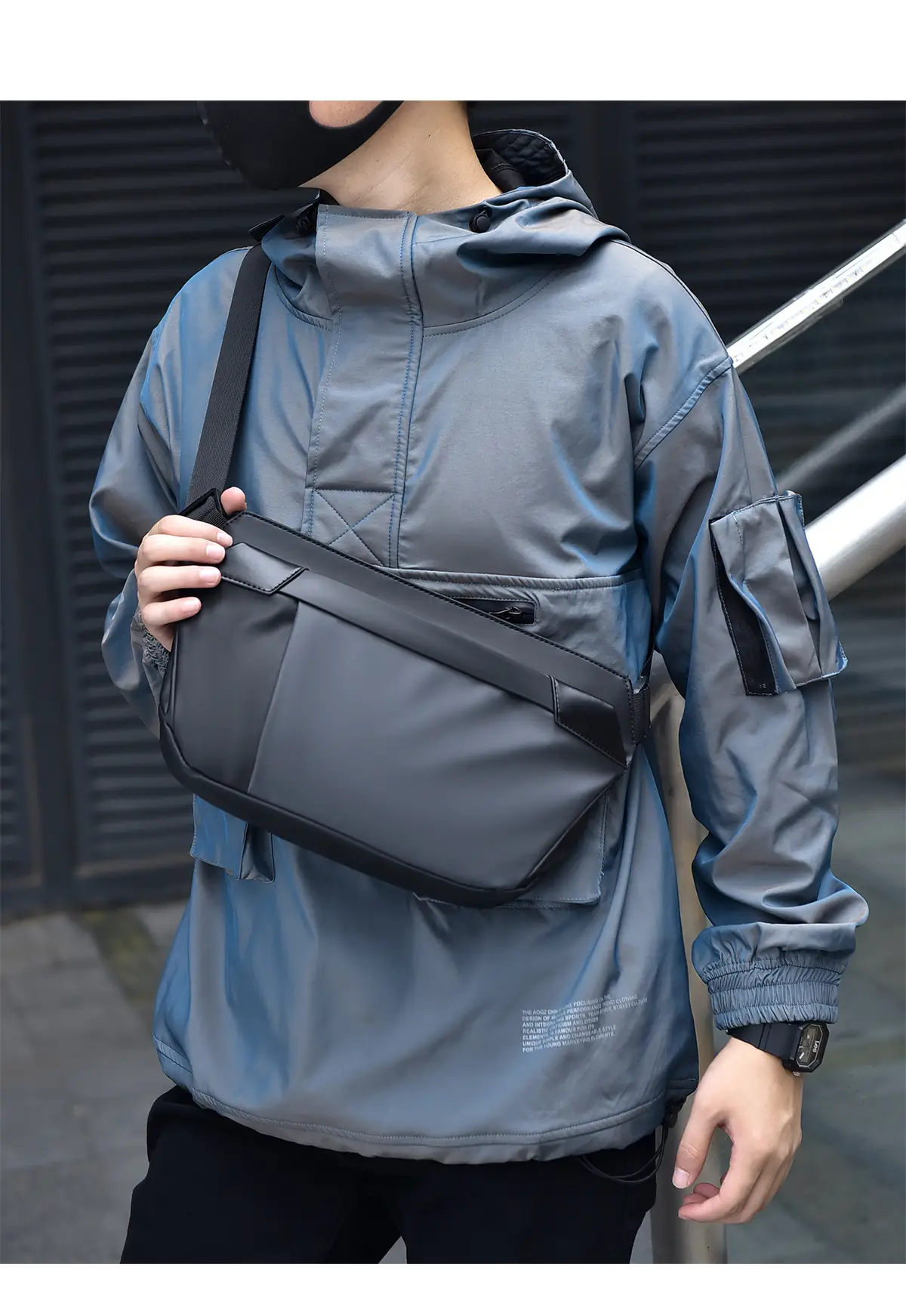 Men's Korean Style Crossbody Bag Black Grey All-match — feature 22
