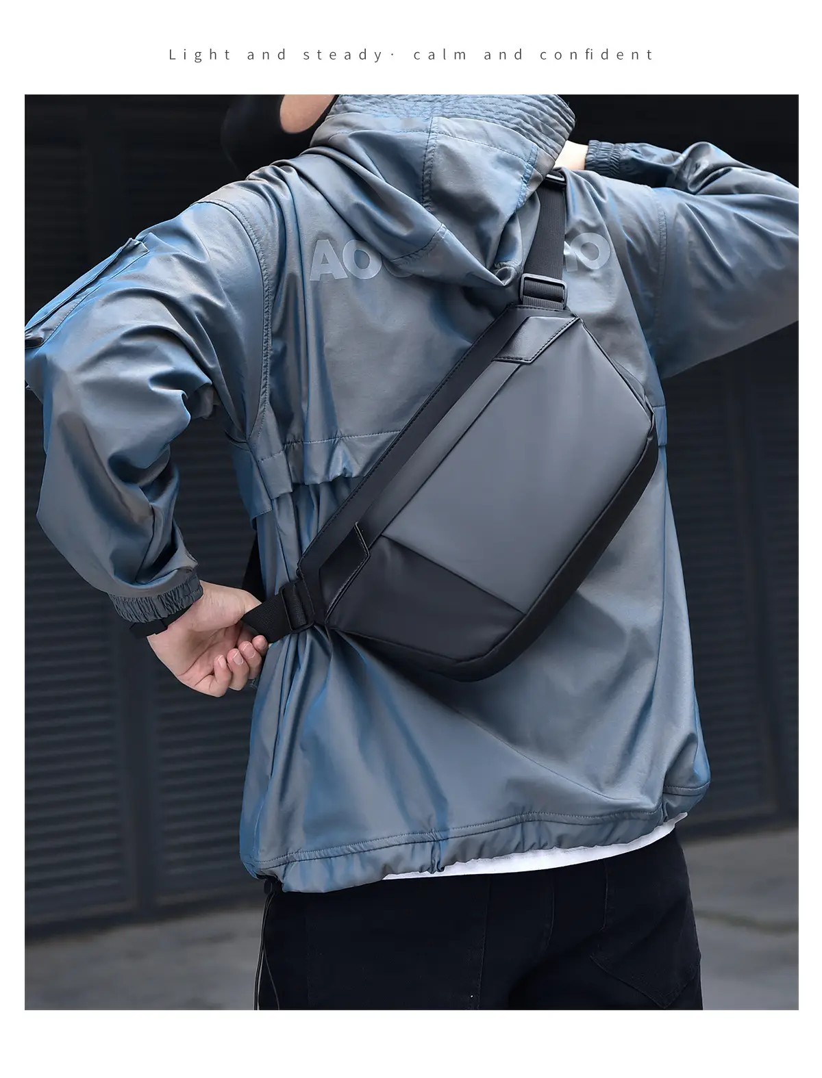 Men's Korean Style Crossbody Bag Black Grey All-match — feature 23
