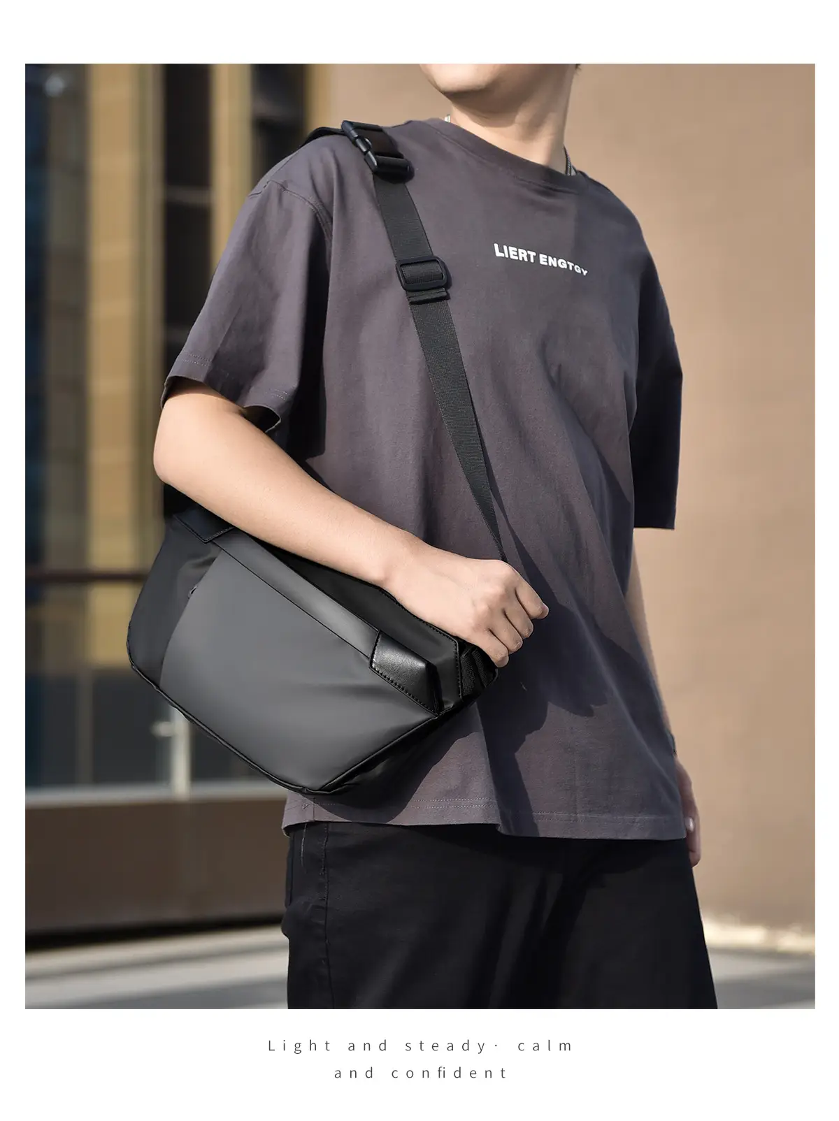 Men's Korean Style Crossbody Bag Black Grey All-match — feature 25