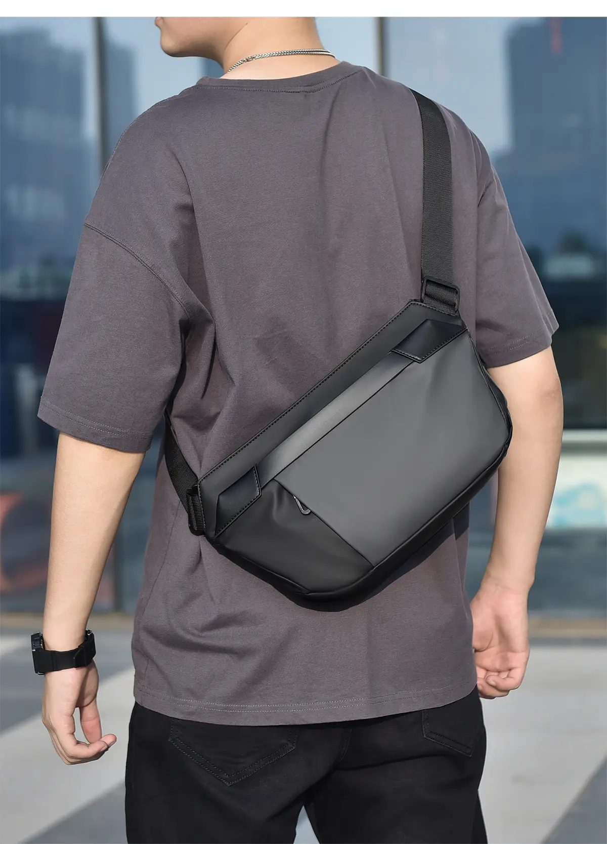 Men's Korean Style Crossbody Bag Black Grey All-match — feature 26