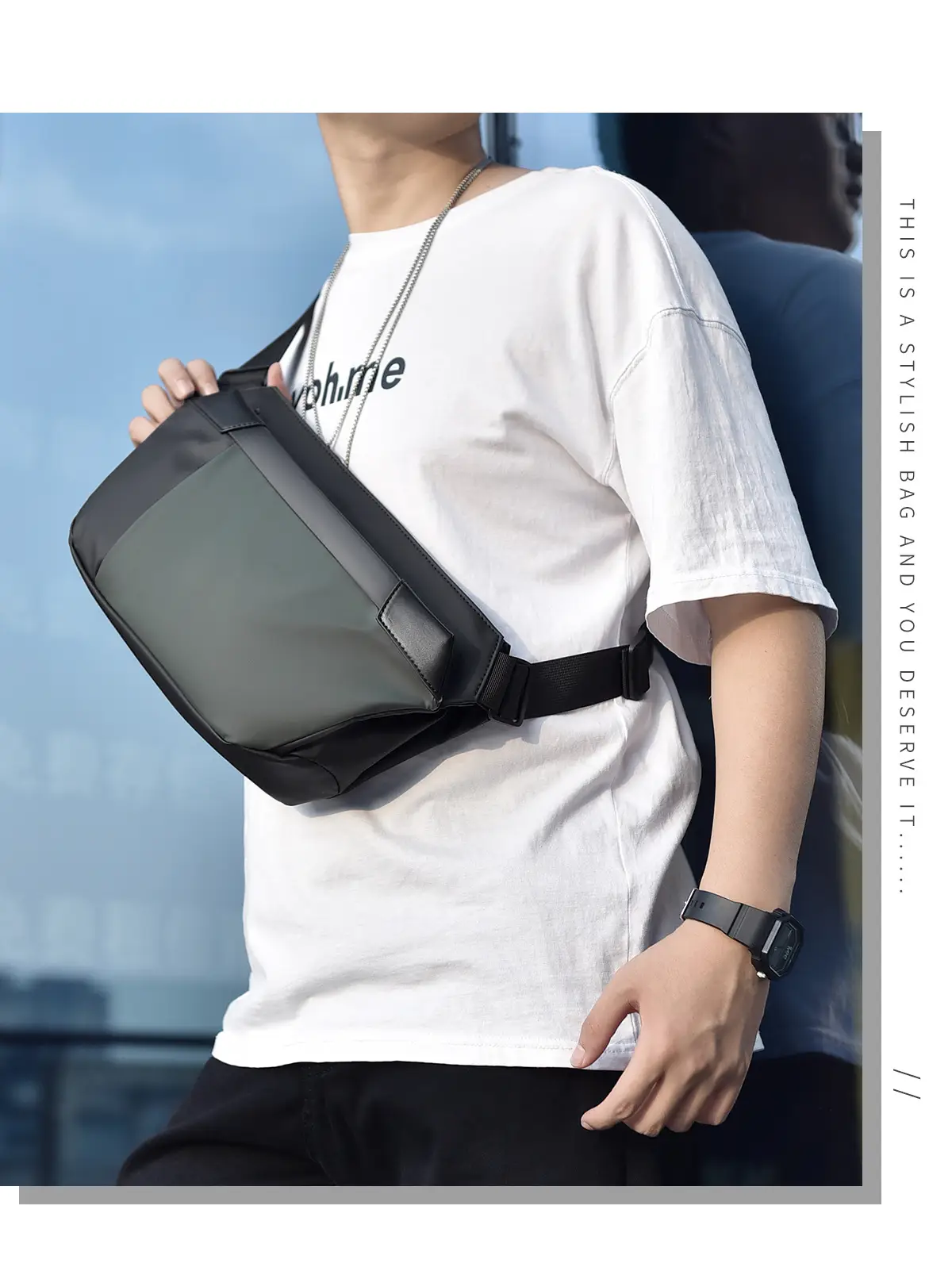 Men's Korean Style Crossbody Bag Black Grey All-match — feature 29