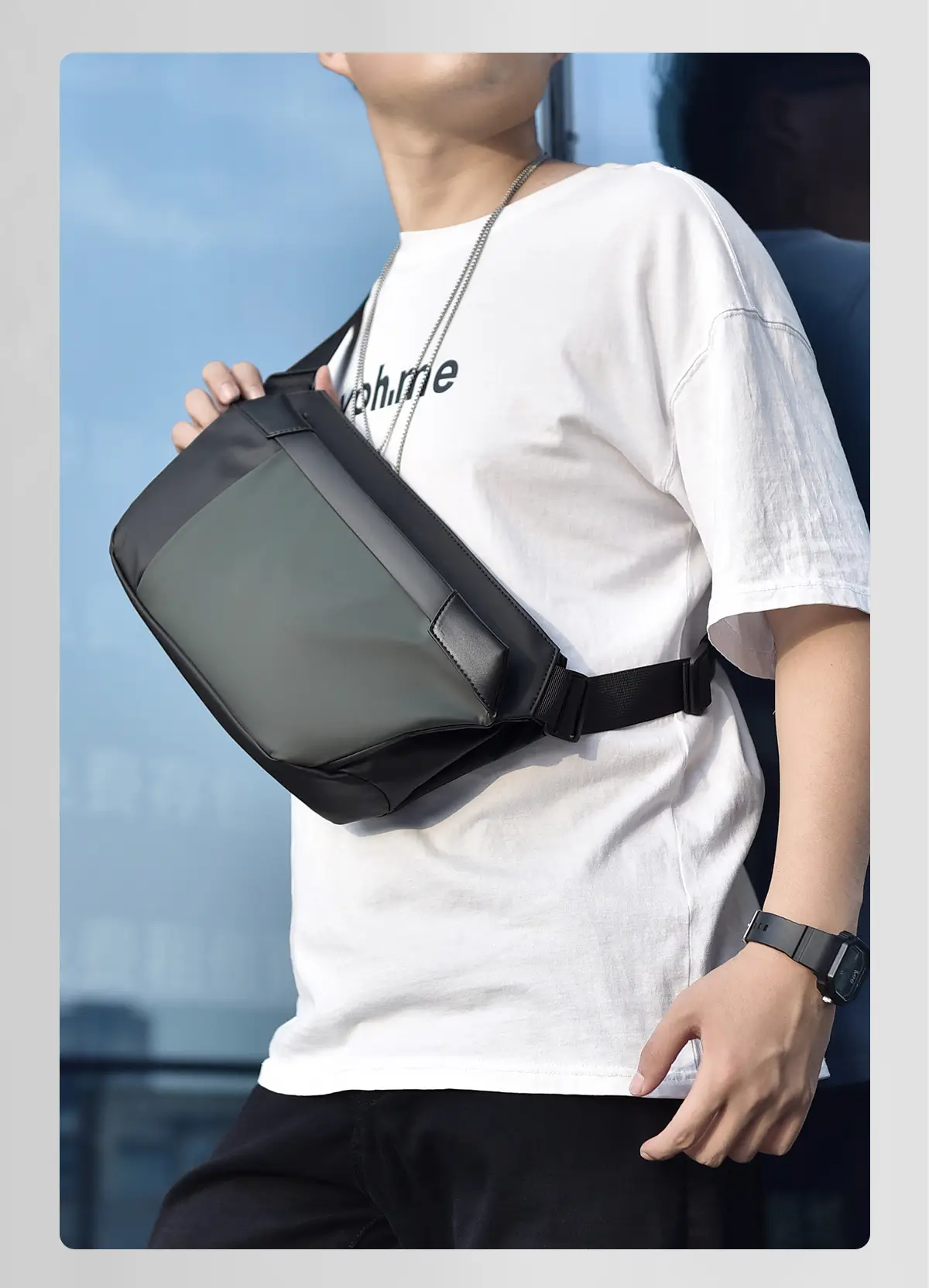 Men's Korean Style Crossbody Bag Black Grey All-match — feature 30