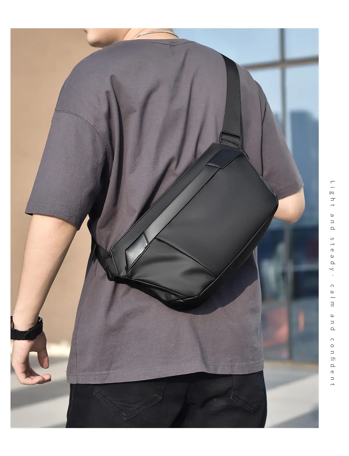 Men's Korean Style Crossbody Bag Black Grey All-match — feature 32