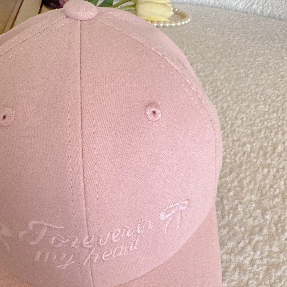 Pink Embroidered Bow Letter Cap Women's Cotton Baseball Cap — feature 13