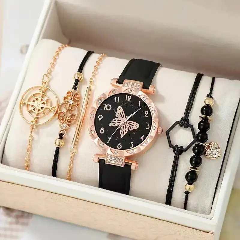 Europe & US Cross Border Diamond Dial Watch Set 6pcs - Image 3