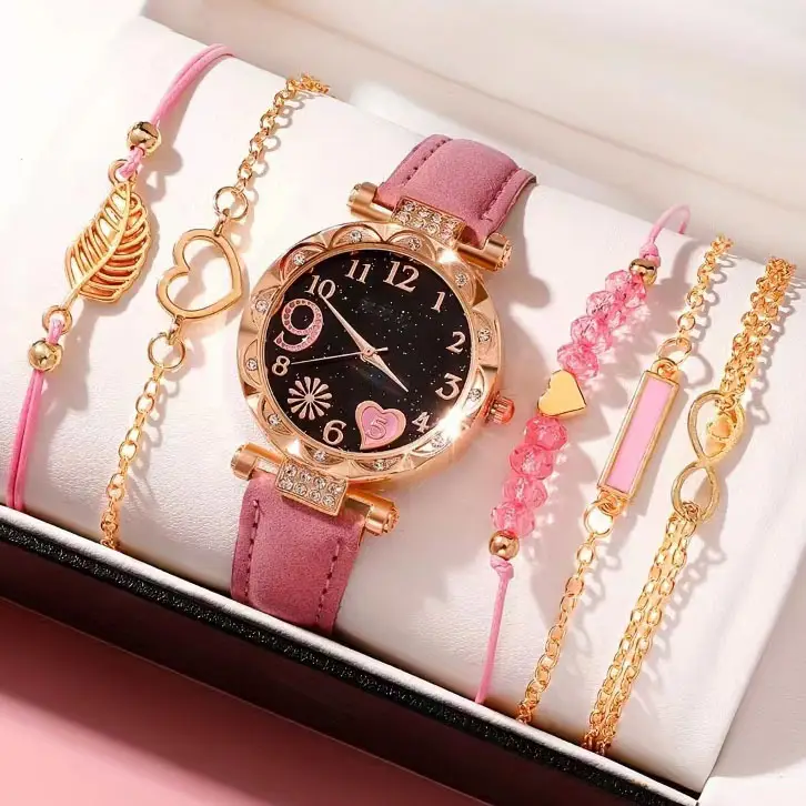 Europe & US Cross Border Diamond Dial Watch Set 6pcs - Image 9