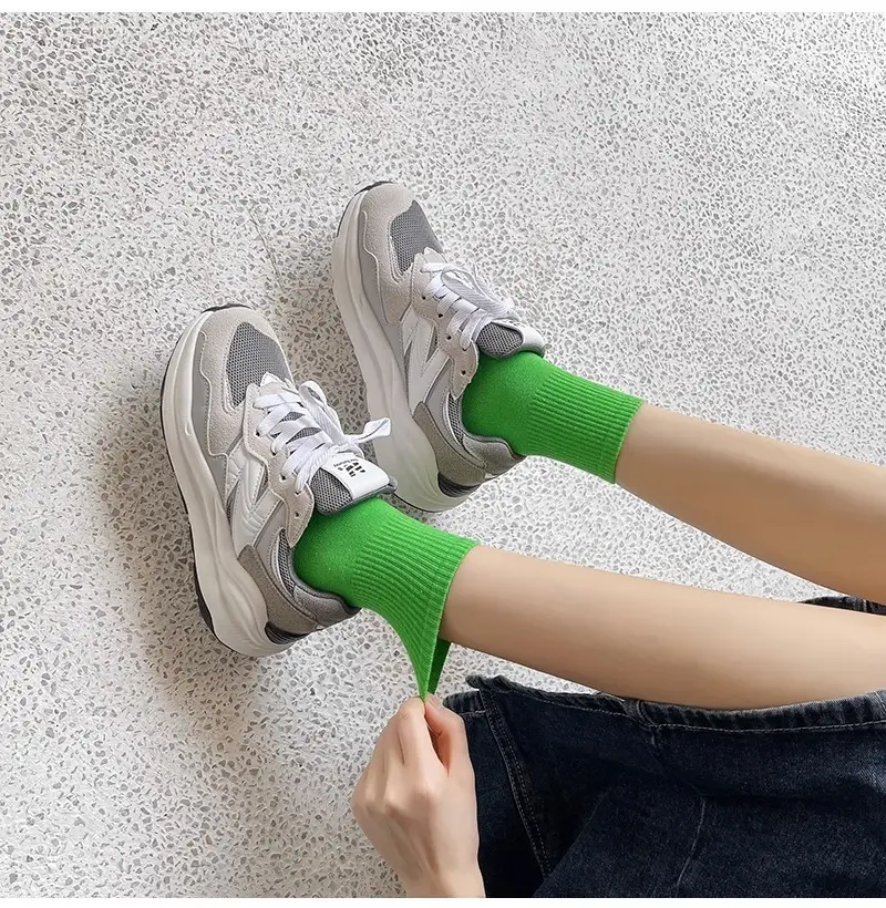 Pure cotton women's socks solid color tube socks ladies candy color color pile socks men's sports basketball socks Zhuji socks — feature 12