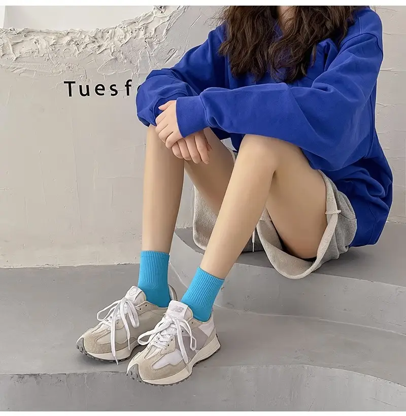 Pure cotton women's socks solid color tube socks ladies candy color color pile socks men's sports basketball socks Zhuji socks — feature 15
