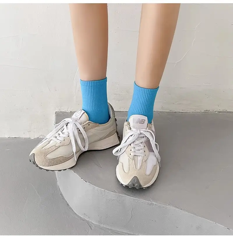 Pure cotton women's socks solid color tube socks ladies candy color color pile socks men's sports basketball socks Zhuji socks — feature 17