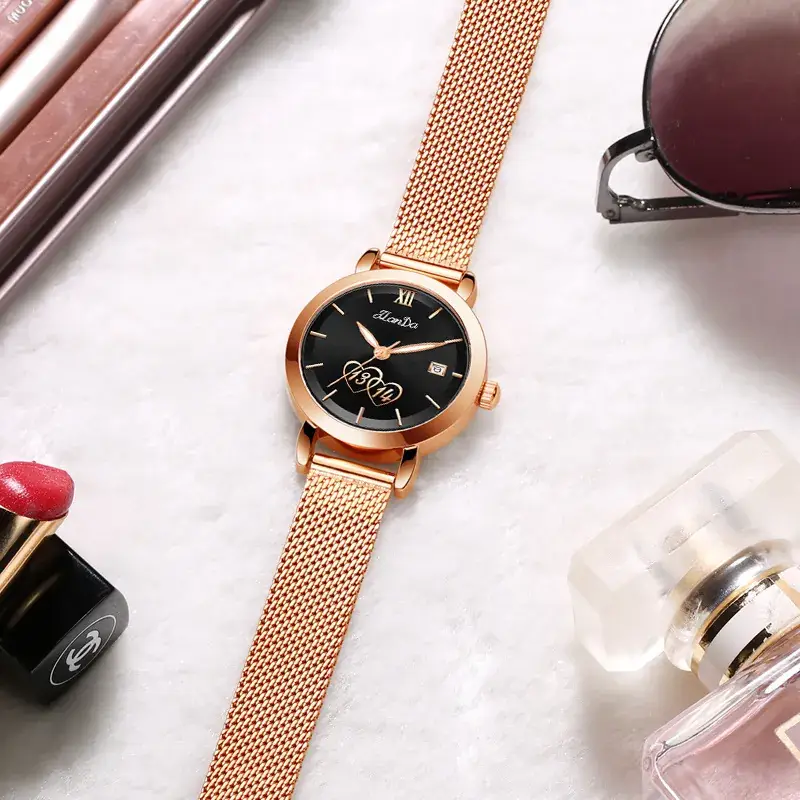 Jlanda Women's Rose Gold Mesh Watch Valentine Gift - Image 6
