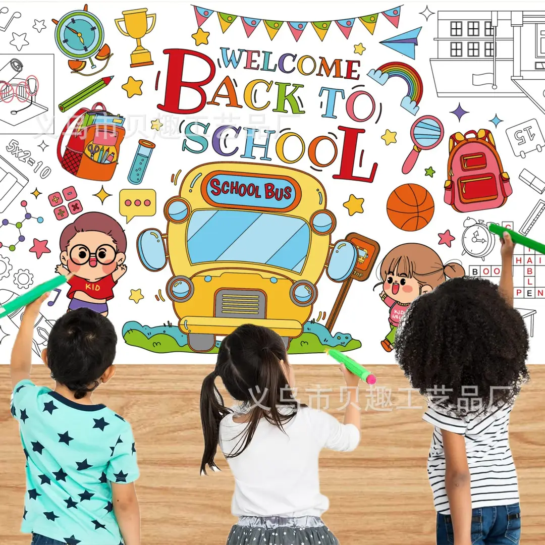 Back to School Season Theme Party Giant Poster Children's Back-To-School Day Decoration Waterproof Coated Paper Tablecloth Supplies