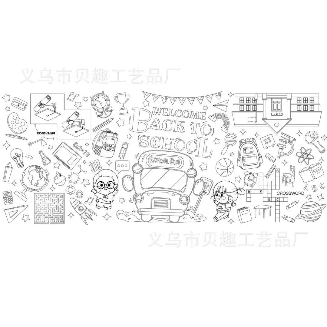 Back to School Season Theme Party Giant Poster Children's Back-To-School Day Decoration Waterproof Coated Paper Tablecloth Supplies