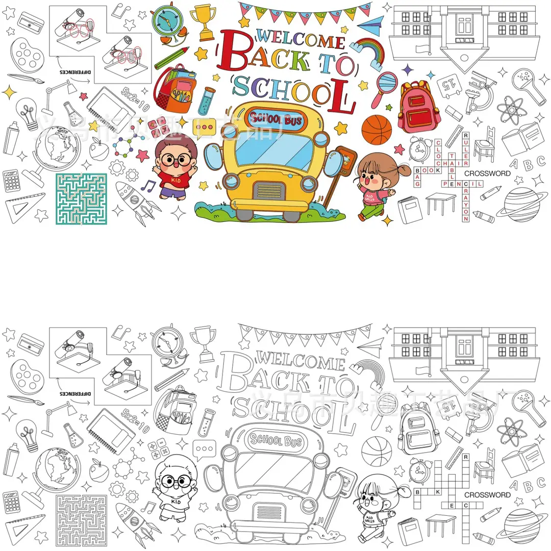 Back to School Season Theme Party Giant Poster Children's Back-To-School Day Decoration Waterproof Coated Paper Tablecloth Supplies — feature 7