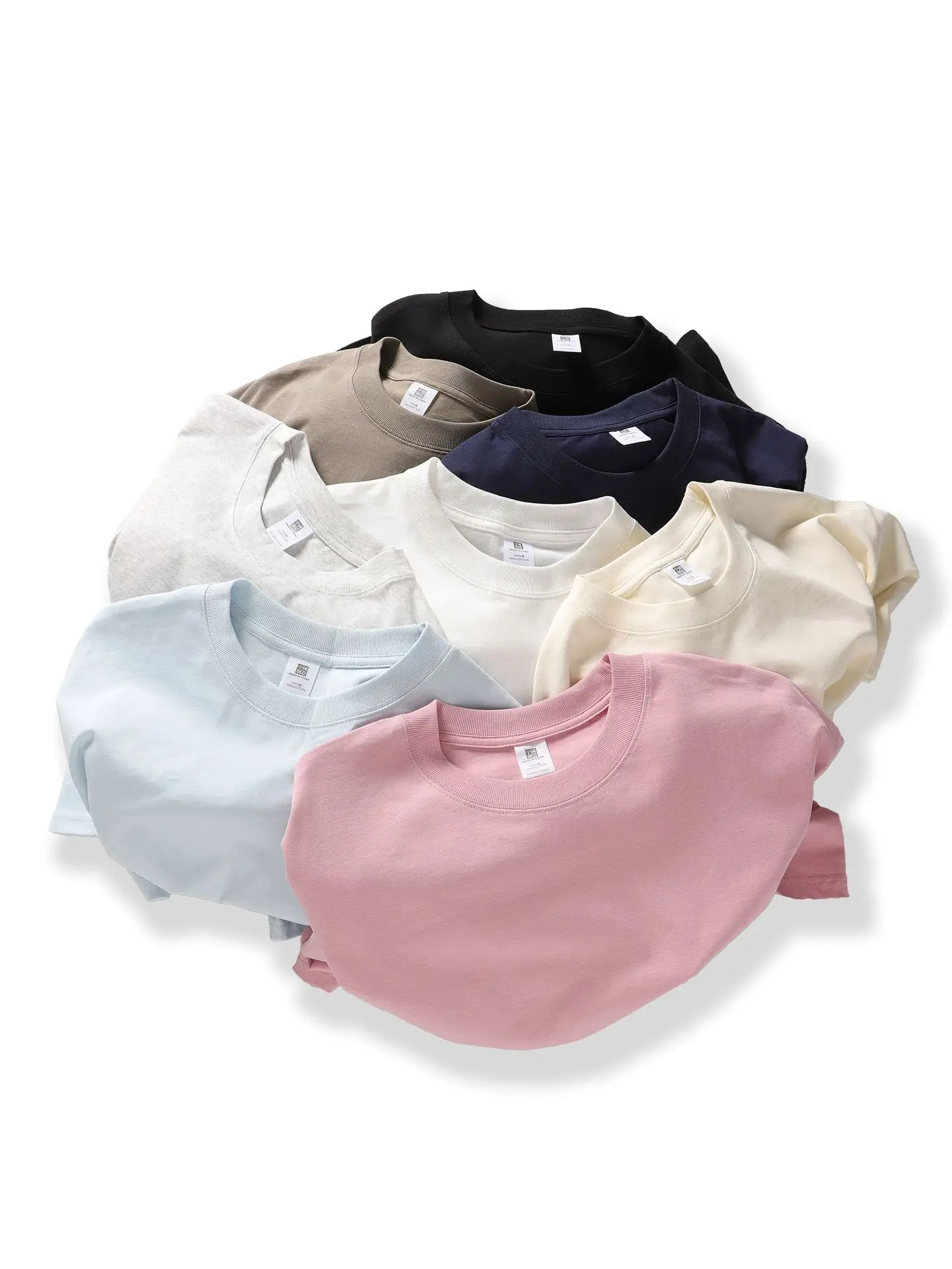 Men's White Solid T-Shirt 260g Round Neck Short Sleeve - Image 11