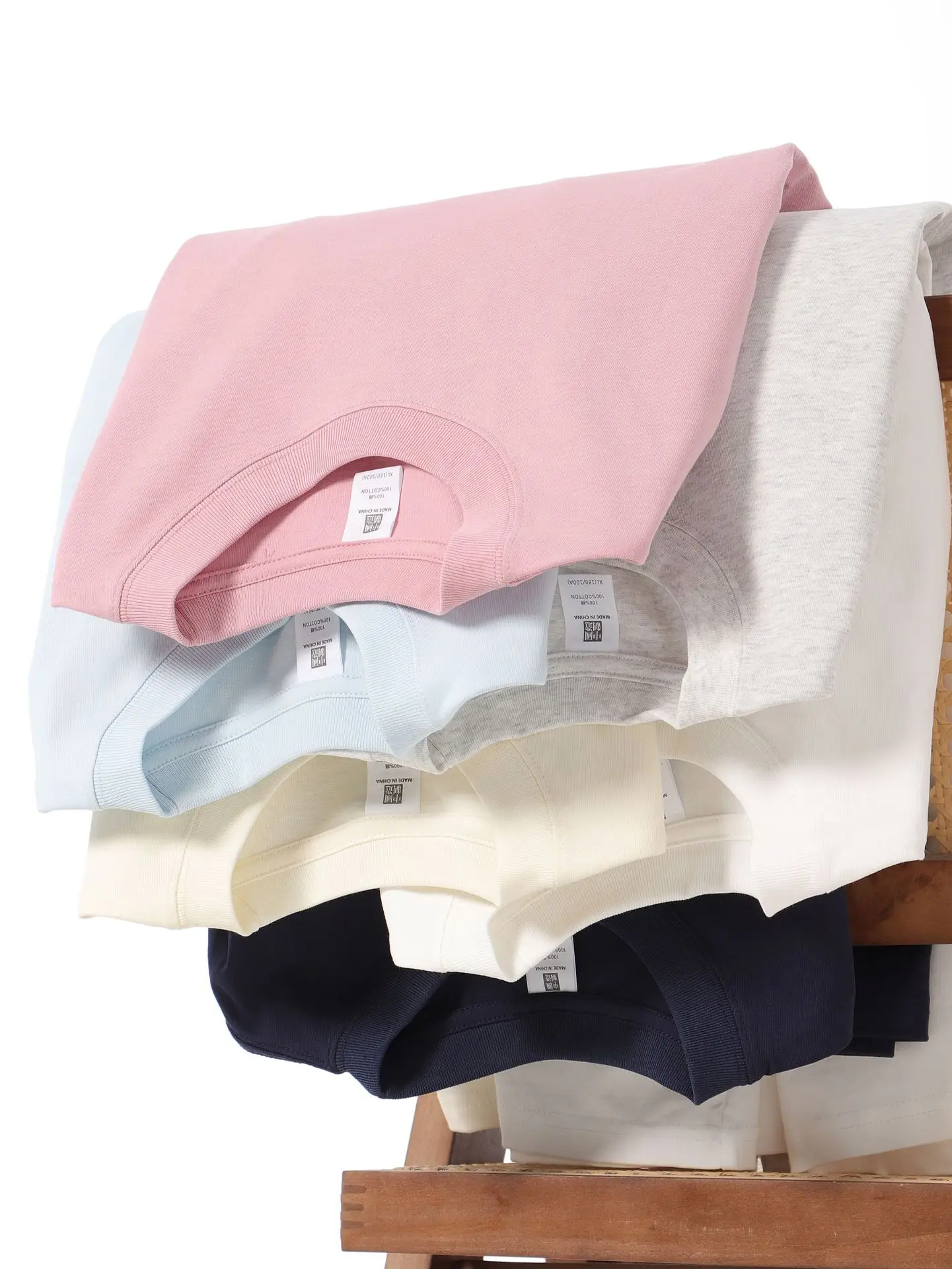 Men's White Solid T-Shirt 260g Round Neck Short Sleeve - Image 12