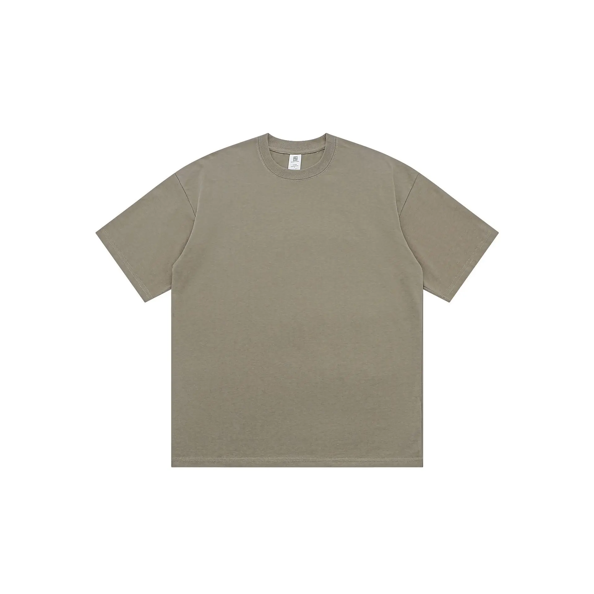Men's White Solid T-Shirt 260g Round Neck Short Sleeve - Image 6