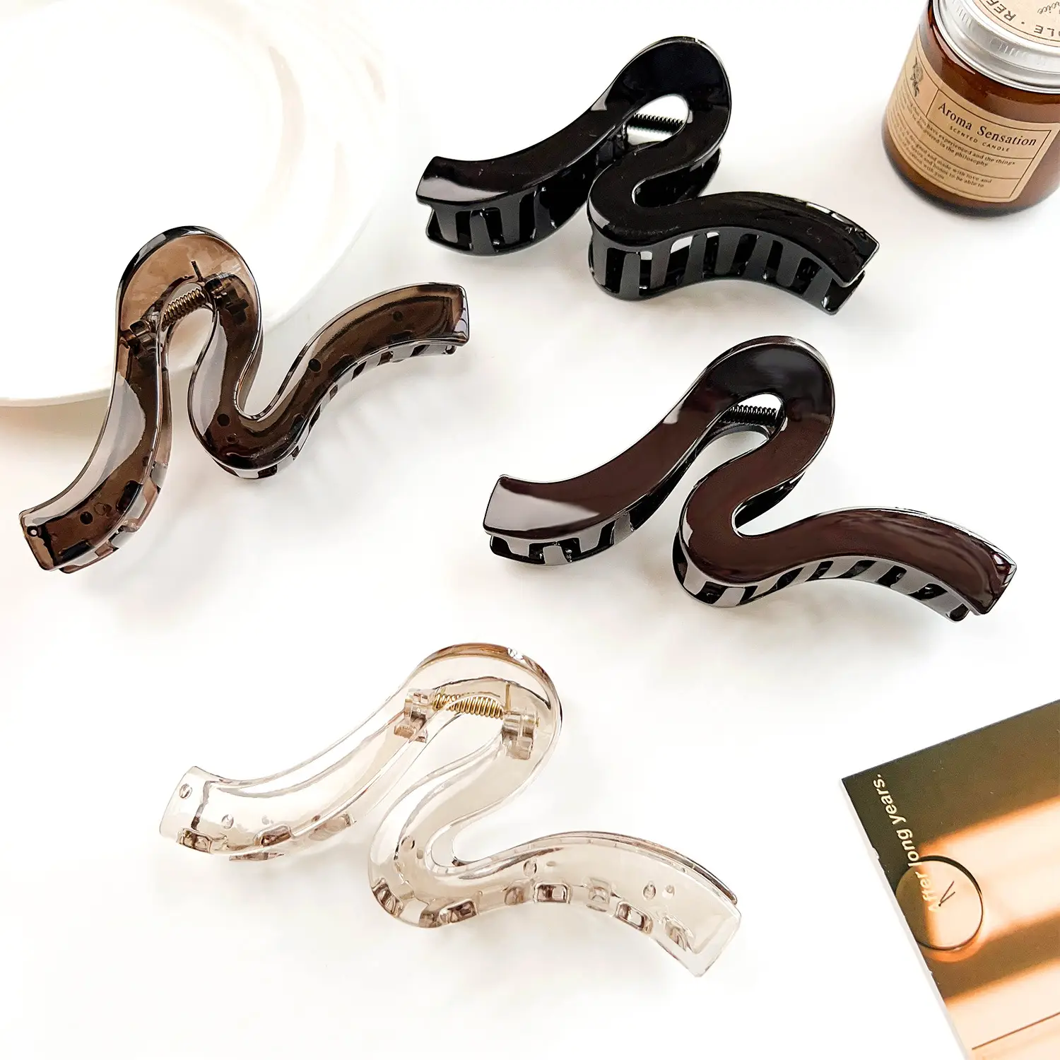 High-end Hair Clip with Elastic Closure, Black & Pink, Super Large Size — feature 9