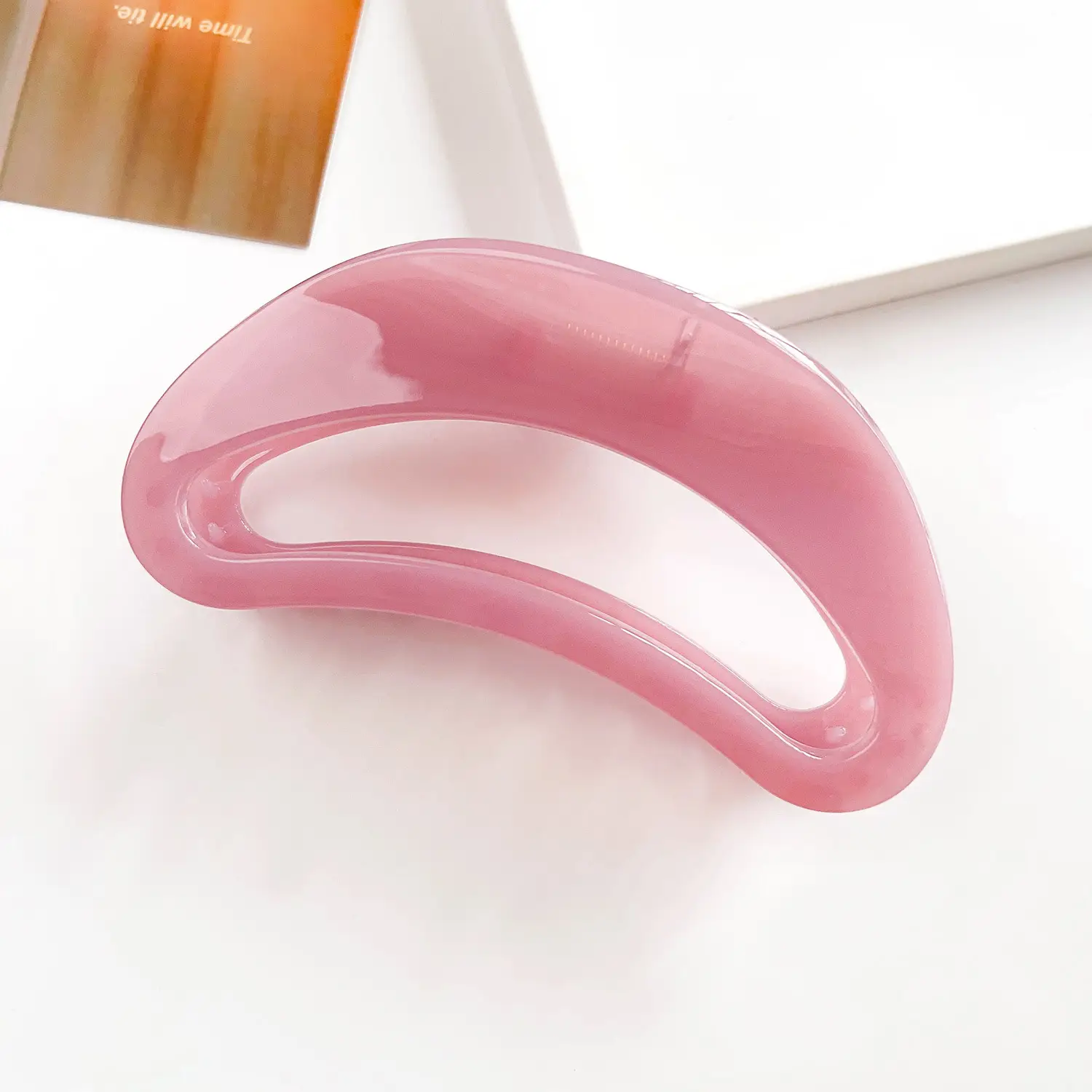High-end Hair Clip with Elastic Closure, Black & Pink, Super Large Size - Image 4