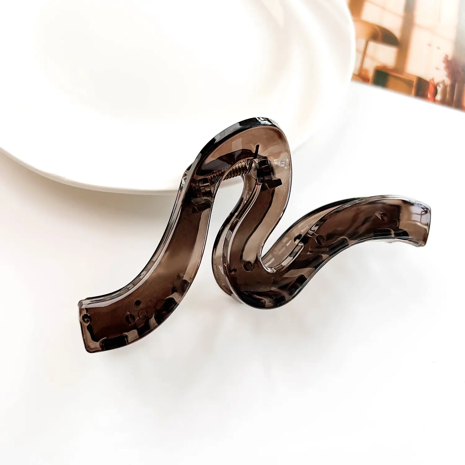 High-end Hair Clip with Elastic Closure, Black & Pink, Super Large Size - Image 8