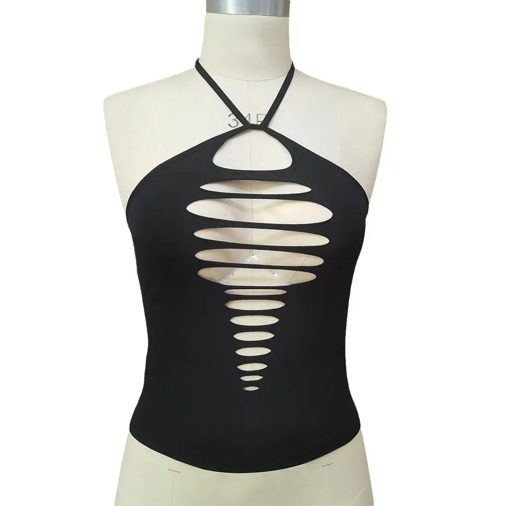 Black Hollow Cutout Bra for Plus Size Women - Image 5