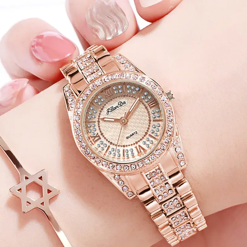High-End Full Diamond Women's Watch with Light Luxury Steel Band