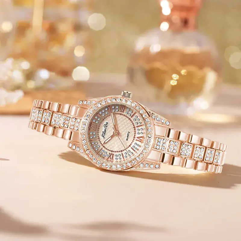 High-End Full Diamond Women's Watch with Light Luxury Steel Band