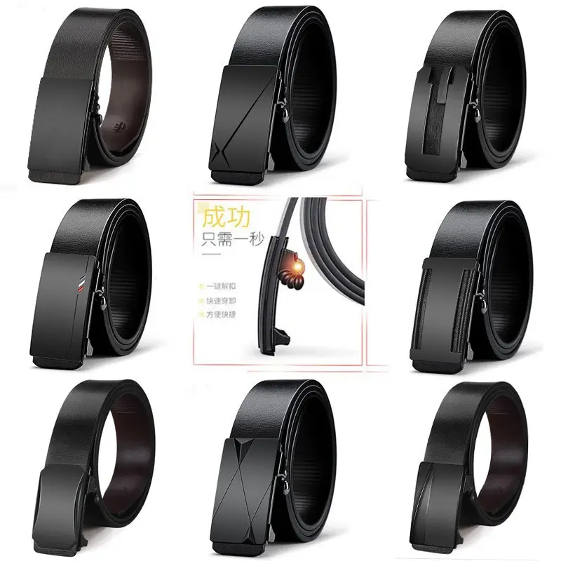 Men's Black PU Leather Belt with Automatic Buckle - Image 21