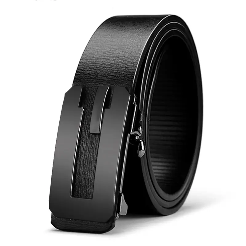 Men's Black PU Leather Belt with Automatic Buckle - Image 3