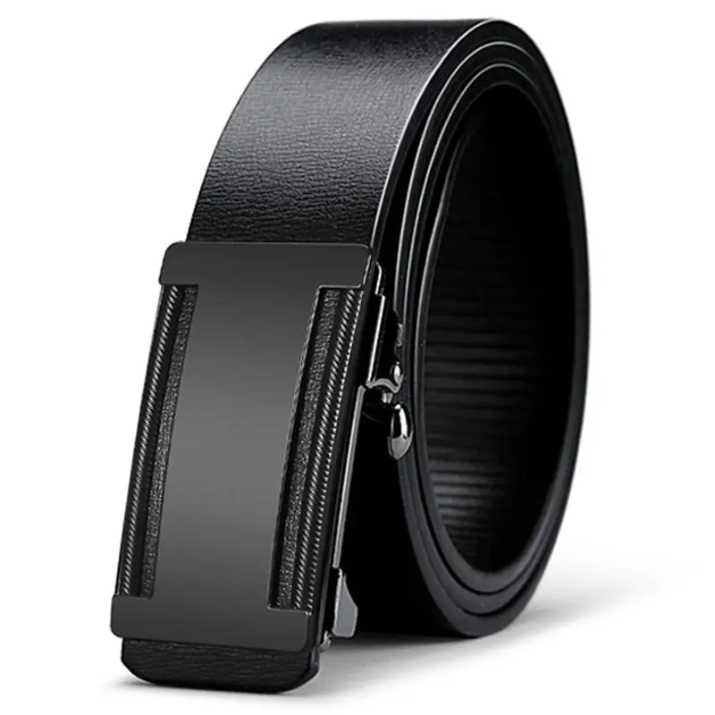 Men's Black PU Leather Belt with Automatic Buckle - Image 4