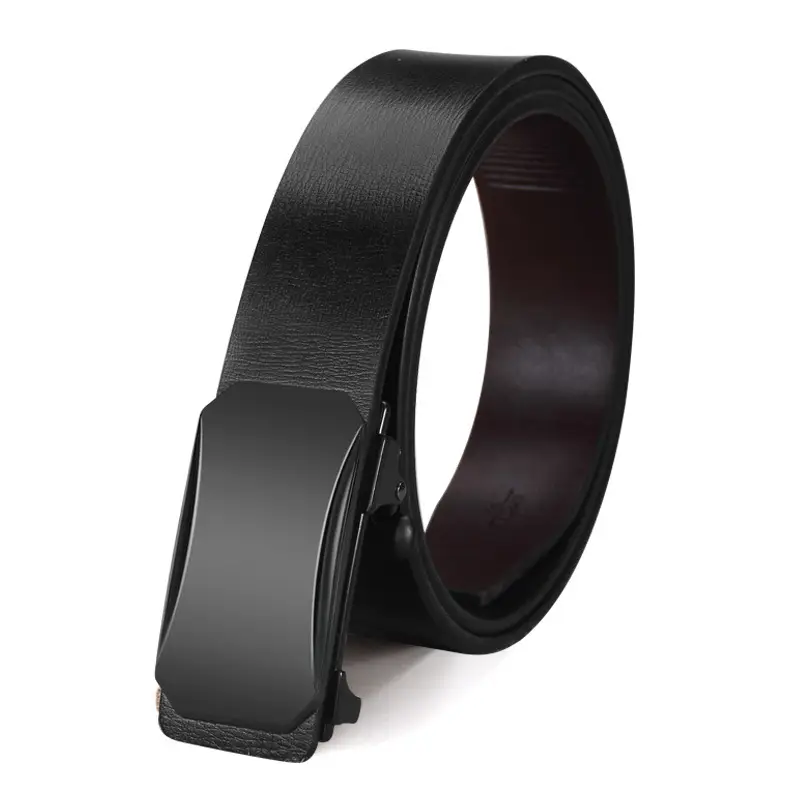Men's Black PU Leather Belt with Automatic Buckle - Image 5