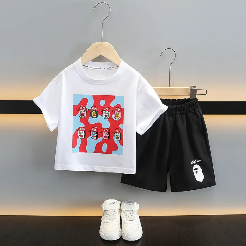 Piushuai Boys 2Pc Printed Shorts T-Shirt Set 5Yr