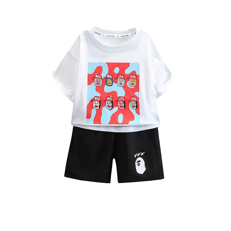 Piushuai Boys 2Pc Printed Shorts T-Shirt Set 5Yr