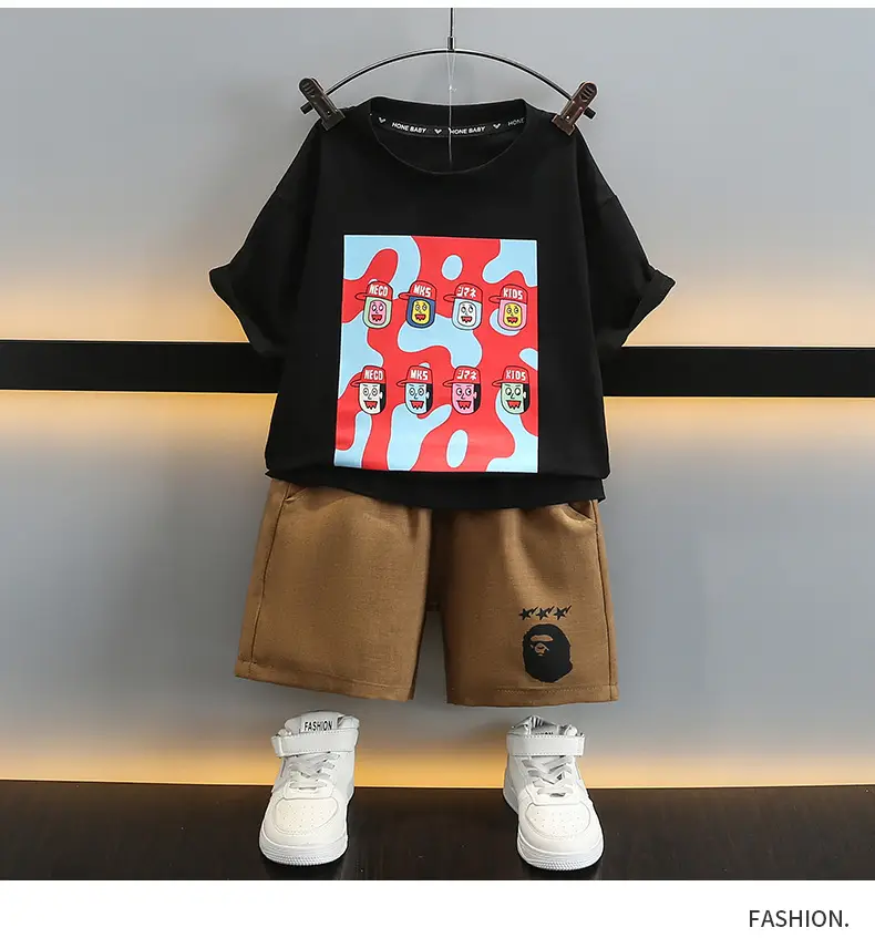 Piushuai Boys 2Pc Printed Shorts T-Shirt Set 5Yr — feature 12