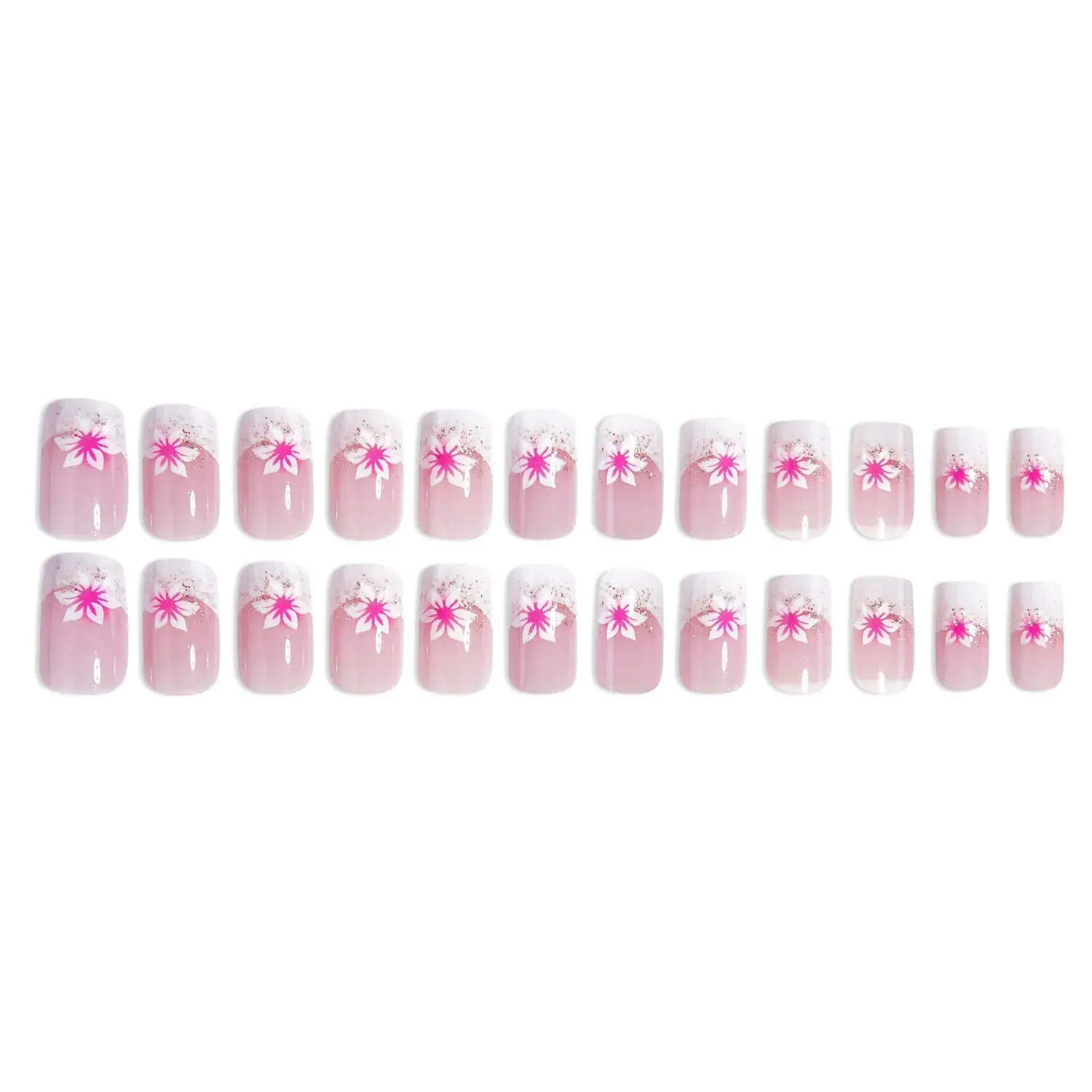 European American Square French Fake Nail Shine Rose Powder Petal Sweet Ins Wear Nails - Image 4