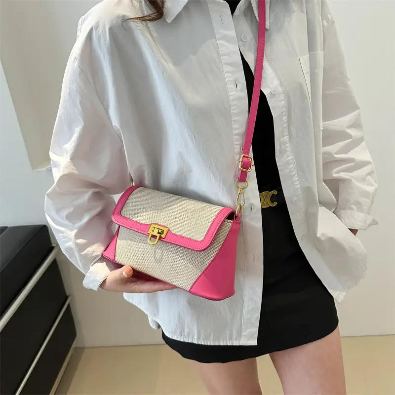 Women's Western Style Shoulder Bag Pink Grey Contrast 2024 - Image 7