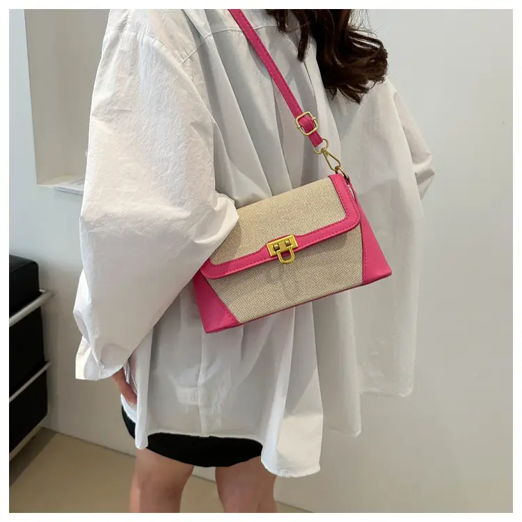 Women's Western Style Shoulder Bag Pink Grey Contrast 2024 — feature 13